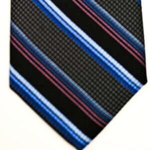 NEW $195 Robert Talbott Best of Class Black, Blue, Silver Stripe 3.5" Tie USA